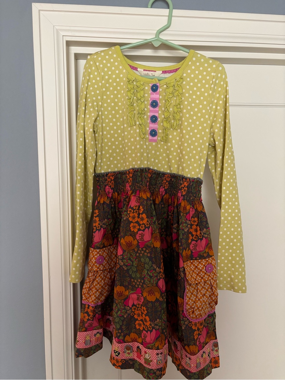 Matilda Jane Lime Polka Dot & Floral Mixed-Print Dress